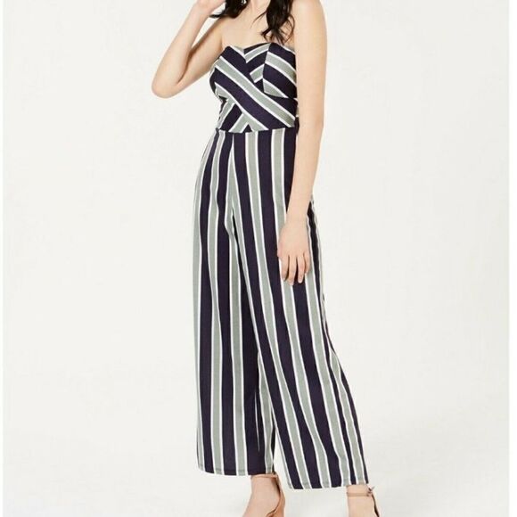 Planet Gold Strapless Striped Jumpsuit Size Medium - Picture 5 of 9